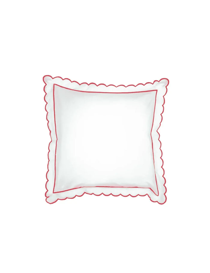 Red Scalloped Edge Square Pillowcase (65cm x 65cm)