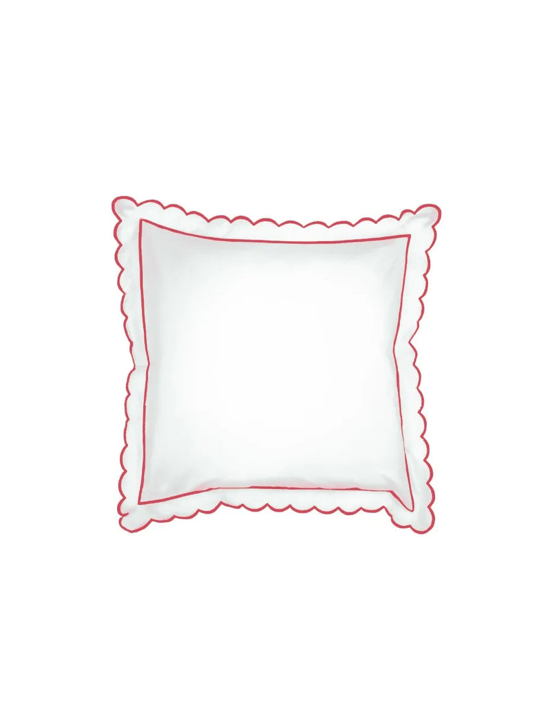 Red Scalloped Edge Square Pillowcase (65cm x 65cm)