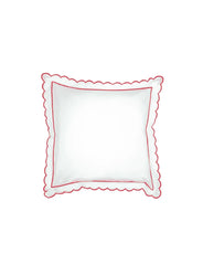 Red Scalloped Edge Square Pillowcase (65cm x 65cm)