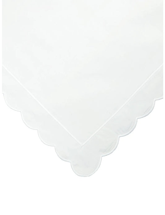 White Scalloped Single Duvet Cover & Oxford Pillowcase Set - Pre order for delivery late July