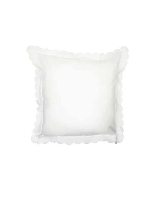 White Scalloped Square Pillowcase (65cm x 65cm) - Pre order for delivery by late October