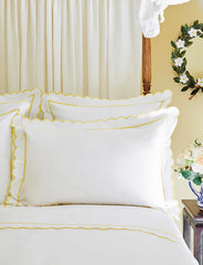 Yellow Scalloped Double Duvet Cover & 2 Oxford Pillowcases Set - Pre order for delivery late July