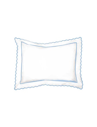 Blue Scalloped Super King Size Pillowcase (Pre Order for Delivery Mid March)