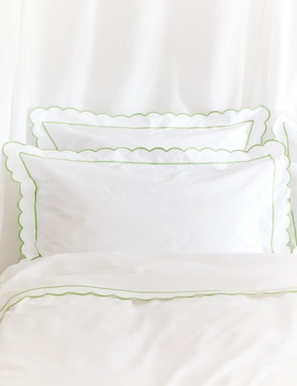 Green Scalloped Emperor Flat Sheet (Pre order for delivery in mid December)