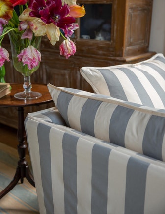 Spare Cover only for Coco 3 seater sofa with knife-edge cushions in Stripe Garden Grey - Made to Order