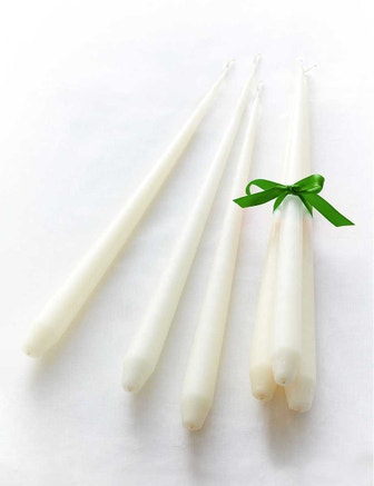 Cotton White Tapered Candles - Set of Twelve