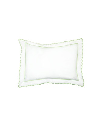 Green Scalloped Oxford Pillowcase (Pre Order for Delivery Mid March)